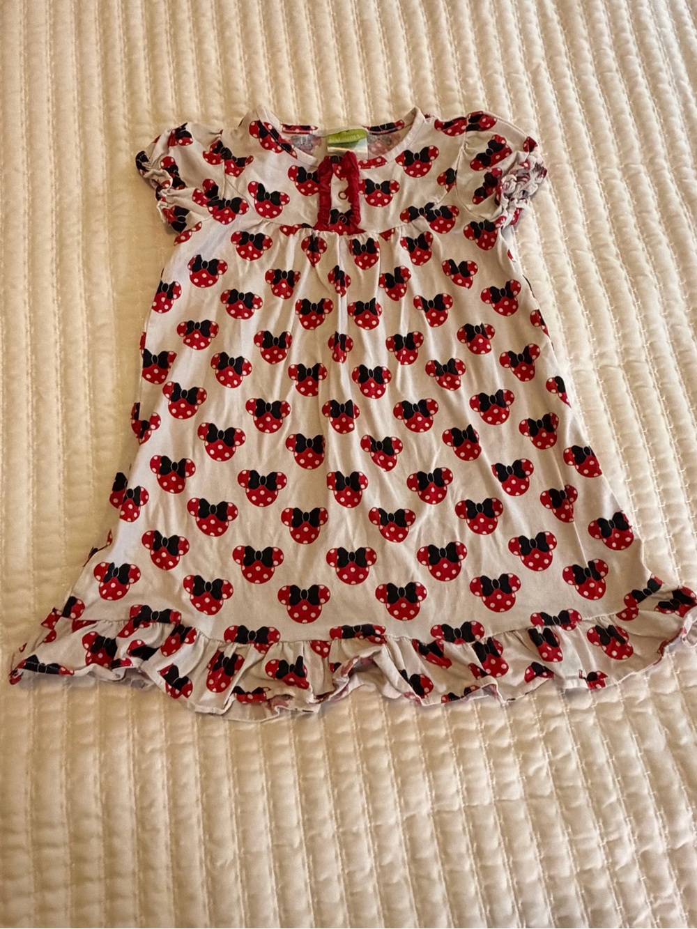 Girls White Nightgown with Red & Black Polka Dot Character Hearts